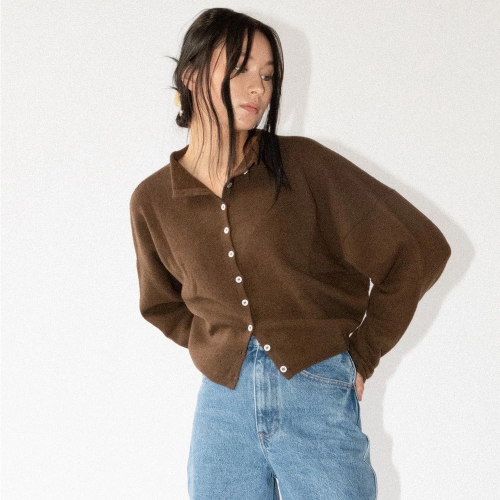 James Street Co Peri Cardigan in Cocoa